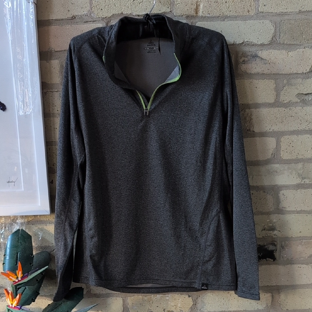 Prana Breathe 1/4 Zip Pullover Gray Light Weight Style 124977